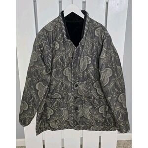 Koos Of‎ Course Womens Reversible Quilted Paisley Black Velvet Chore Jacket 1X